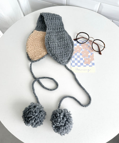 【5色展開】ポンポンリボンニットイヤーマフ | LO6244106 | グレー