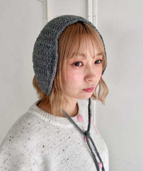 【5色展開】ポンポンリボンニットイヤーマフ | LO6244106 | グレー