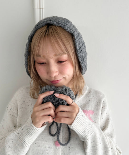 【5色展開】ポンポンリボンニットイヤーマフ | LO6244106 | グレー