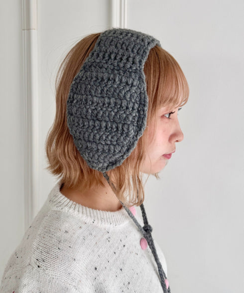 【5色展開】ポンポンリボンニットイヤーマフ | LO6244106 | グレー