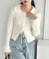 シャギーカラーレースアップニットトップス | LO2244111 | アイボリー