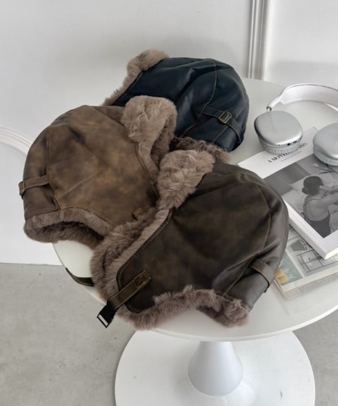 フェイクファーPUフライトキャップ | NU5244102 | キャメル