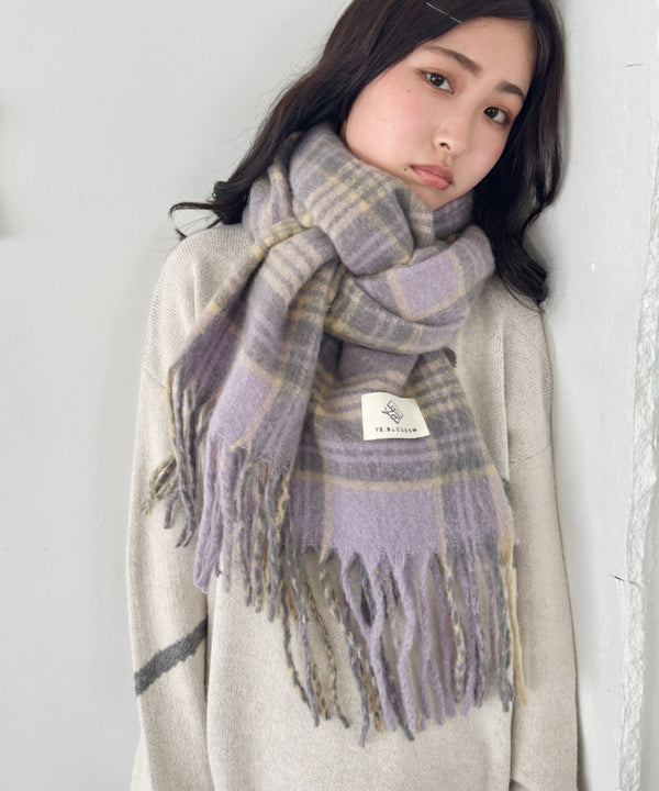 ボリュームチェックマフラー | NU6244114 | ラベンダー