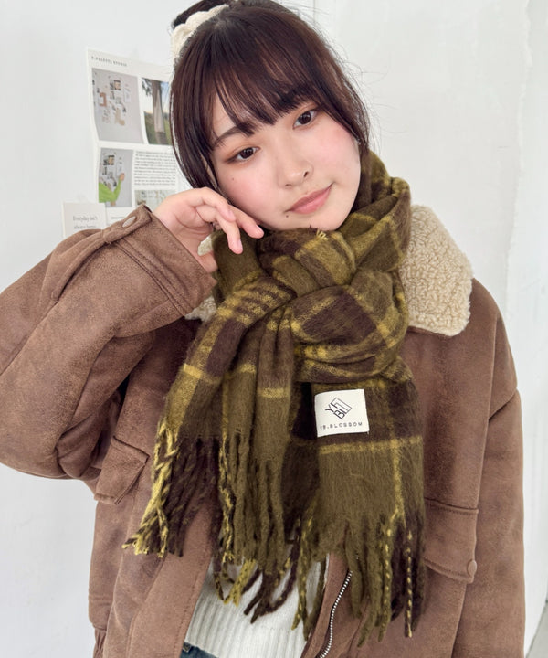 ボリュームチェックマフラー | NU6244114 | カーキ