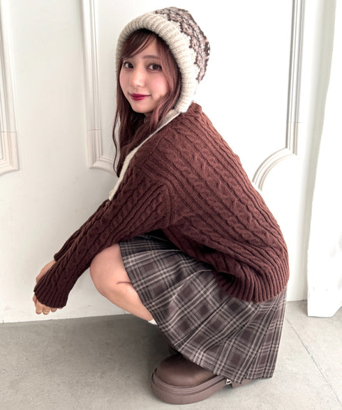 フェアアイル柄イヤーフラップビーニー | NU5244115 | アイボリー