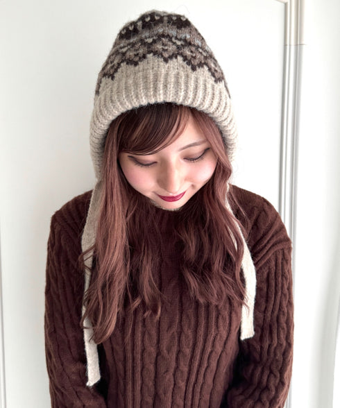 フェアアイル柄イヤーフラップビーニー | NU5244115 | アイボリー