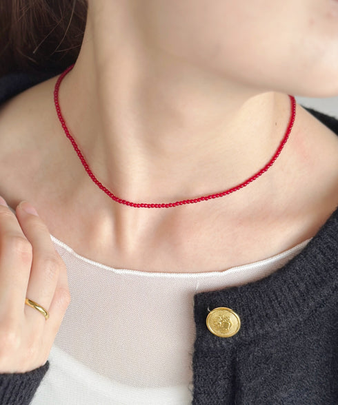 【4色展開】キラキラビーズチョーカーネックレス | SW4243080 | レッド