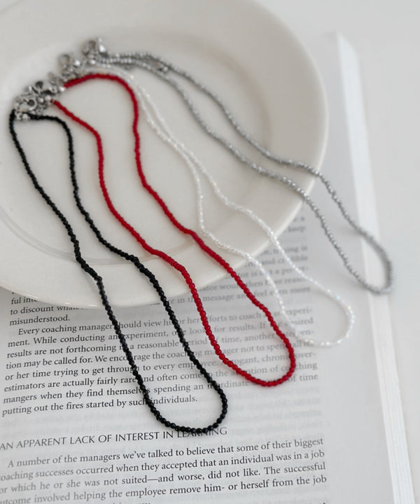 【4色展開】キラキラビーズチョーカーネックレス | SW4243080 | ホワイト