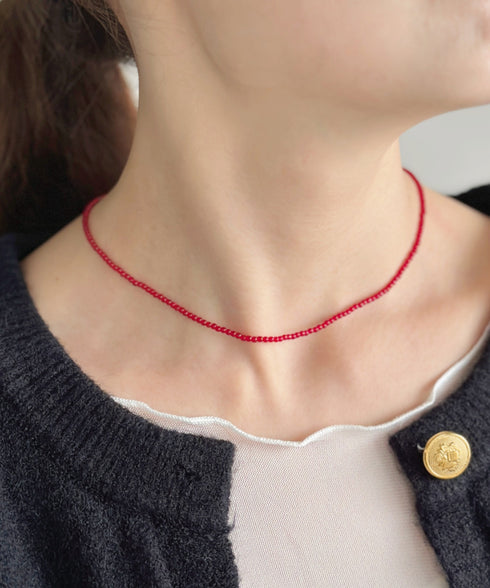 【4色展開】キラキラビーズチョーカーネックレス | SW4243080 | レッド
