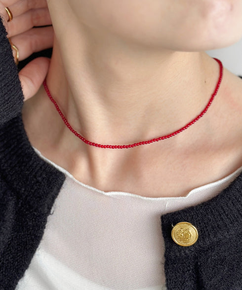【4色展開】キラキラビーズチョーカーネックレス | SW4243080 | レッド