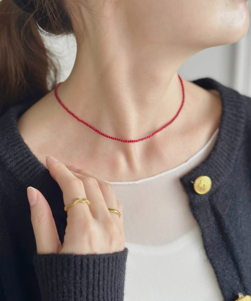 【4色展開】キラキラビーズチョーカーネックレス | SW4243080 | レッド