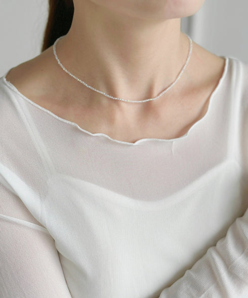 【4色展開】キラキラビーズチョーカーネックレス | SW4243080 | ホワイト