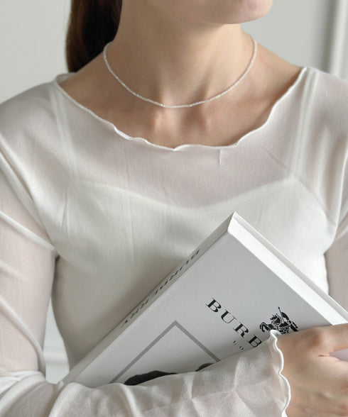 【4色展開】キラキラビーズチョーカーネックレス | SW4243080 | ホワイト