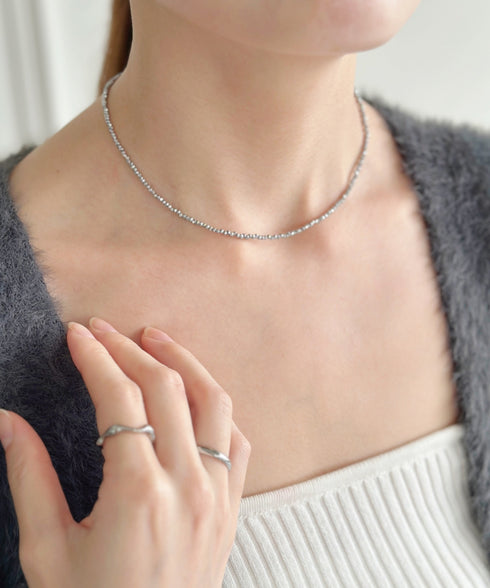 【4色展開】キラキラビーズチョーカーネックレス | SW4243080 | シルバー