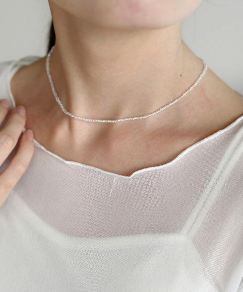 【4色展開】キラキラビーズチョーカーネックレス | SW4243080 | ホワイト