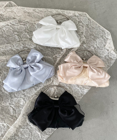 リボンモチーフ2WAYバッグ パーティーパーティーバッグ 結婚式 お呼ばれ オケージョン | MD1246041 | ブラック