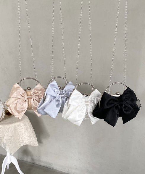 リボンモチーフ2WAYバッグ パーティーパーティーバッグ 結婚式 お呼ばれ オケージョン | MD1246041 | ブラック