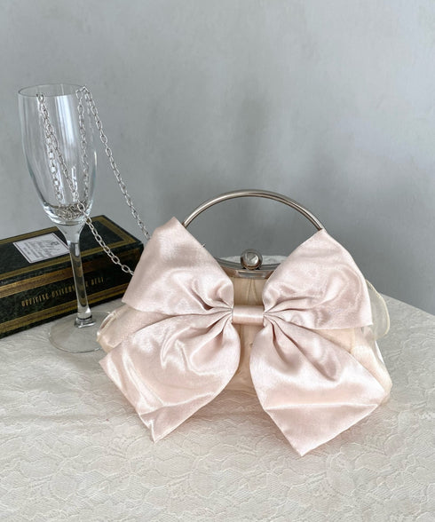 リボンモチーフ2WAYバッグ パーティーパーティーバッグ 結婚式 お呼ばれ オケージョン | MD1246041 | ピンクベージュ