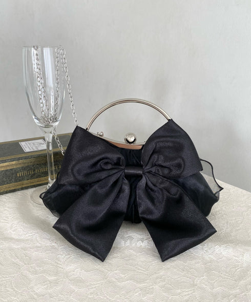 リボンモチーフ2WAYバッグ パーティーパーティーバッグ 結婚式 お呼ばれ オケージョン | MD1246041 | ブラック