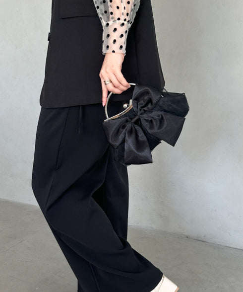 リボンモチーフ2WAYバッグ パーティーパーティーバッグ 結婚式 お呼ばれ オケージョン | MD1246041 | ブラック