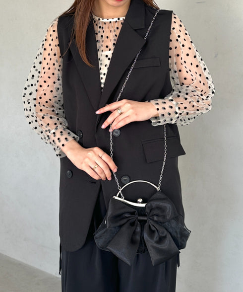 リボンモチーフ2WAYバッグ パーティーパーティーバッグ 結婚式 お呼ばれ オケージョン | MD1246041 | ブラック