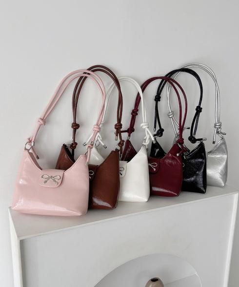 リボンモチーフワンハンドルPUホーボーバッグ | CL1246027 | ブラウン