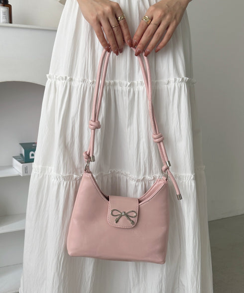 リボンモチーフワンハンドルPUホーボーバッグ | CL1246027 | ピンク