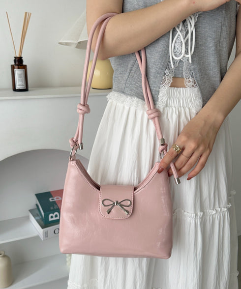 リボンモチーフワンハンドルPUホーボーバッグ | CL1246027 | ピンク