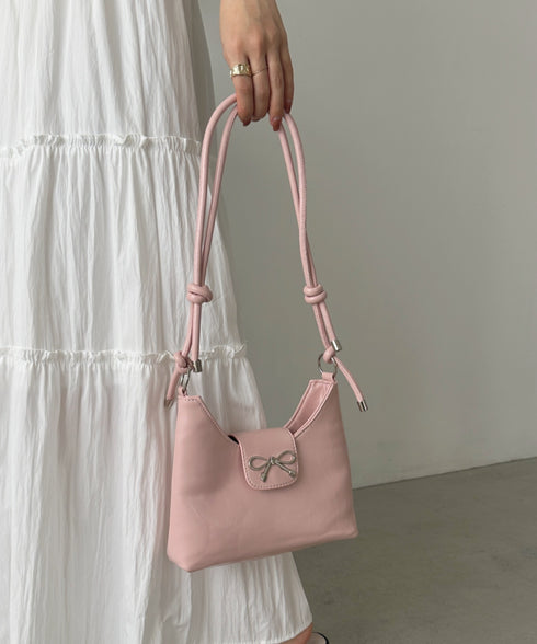 リボンモチーフワンハンドルPUホーボーバッグ | CL1246027 | ピンク