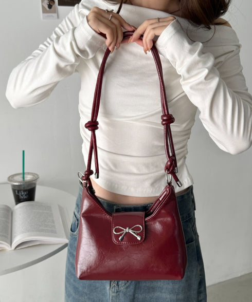 リボンモチーフワンハンドルPUホーボーバッグ | CL1246027 | レッド