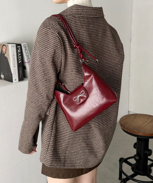 リボンモチーフワンハンドルPUホーボーバッグ | CL1246027 | レッド