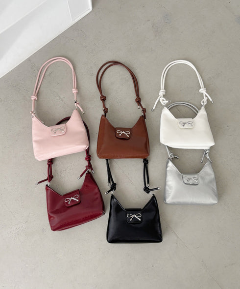 リボンモチーフワンハンドルPUホーボーバッグ | CL1246027 | ピンク