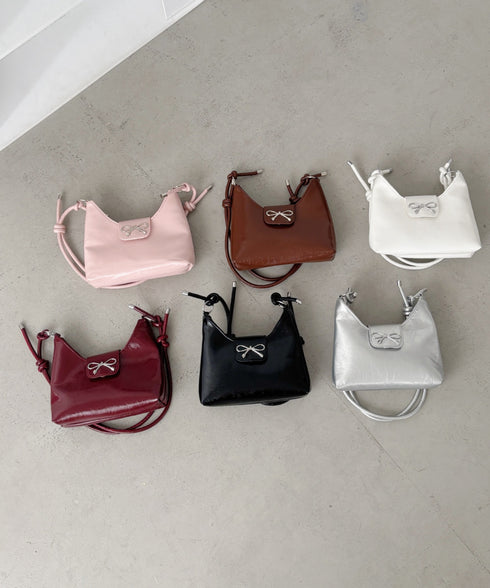 リボンモチーフワンハンドルPUホーボーバッグ | CL1246027 | ピンク