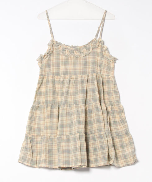 チェック柄フリルティアードチュニック | NU2255004 | イエロー
