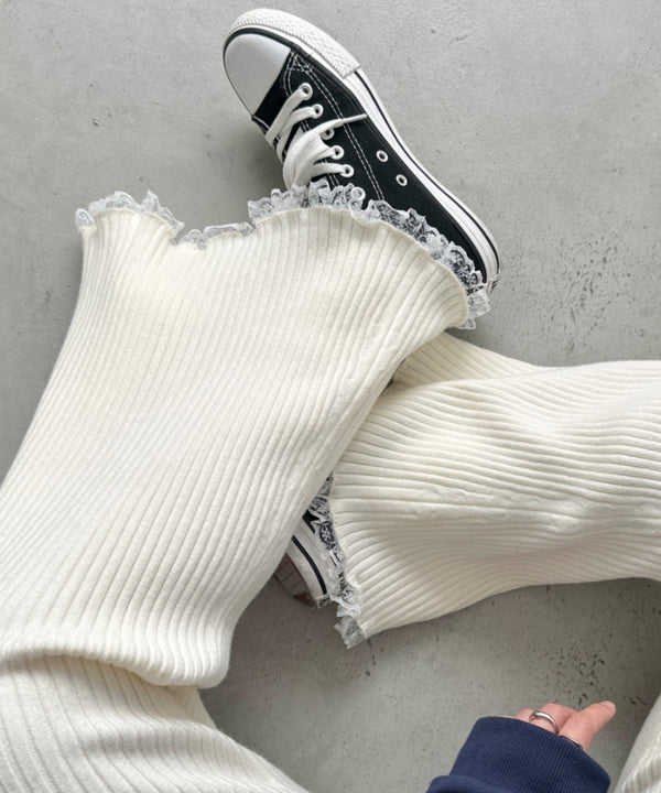 フリルレースリブニットパンツ | CL2244072 | アイボリー