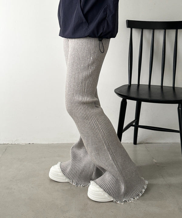 フリルレースリブニットパンツ | CL2244072 | ライトグレー