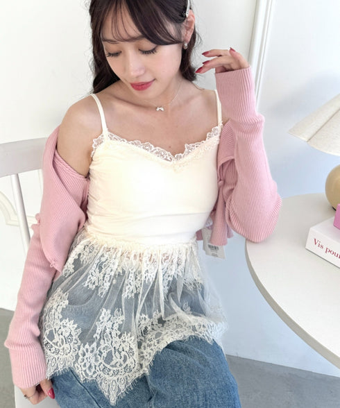 レーススカートレイヤーブラキャミソール | LO2255011 | アイボリー