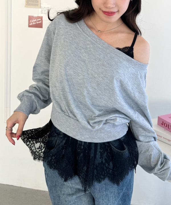 レーススカートレイヤーブラキャミソール | LO2255011 | ブラック