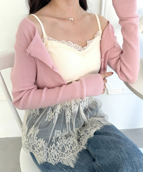 レーススカートレイヤーブラキャミソール | LO2255011 | アイボリー