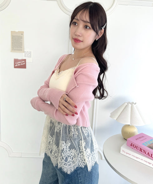 レーススカートレイヤーブラキャミソール | LO2255011 | アイボリー