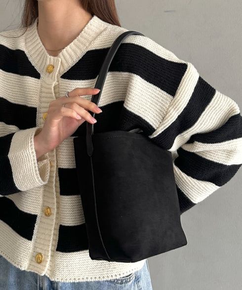 ワンハンドルフェイクスウェードバケツバッグ | MD1246049 | ブラック