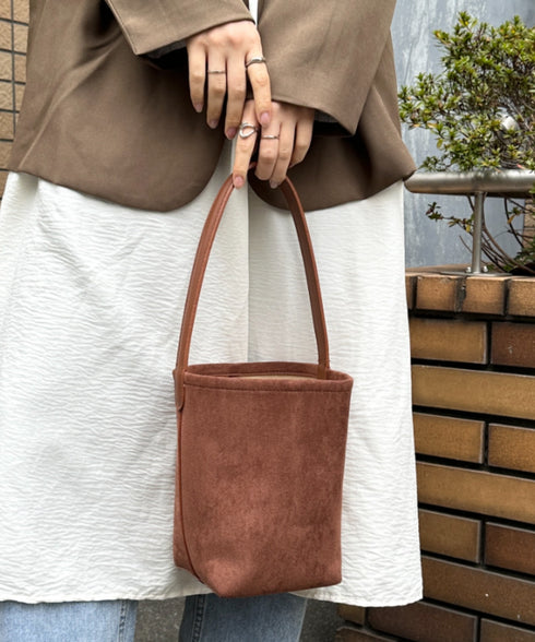 ワンハンドルフェイクスウェードバケツバッグ | MD1246049 | ブラウン