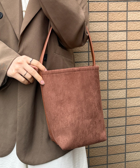 ワンハンドルフェイクスウェードバケツバッグ | MD1246049 | ブラウン