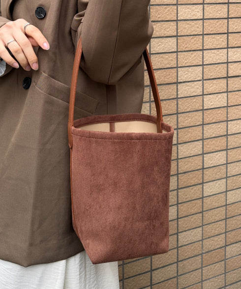 ワンハンドルフェイクスウェードバケツバッグ | MD1246049 | ブラウン