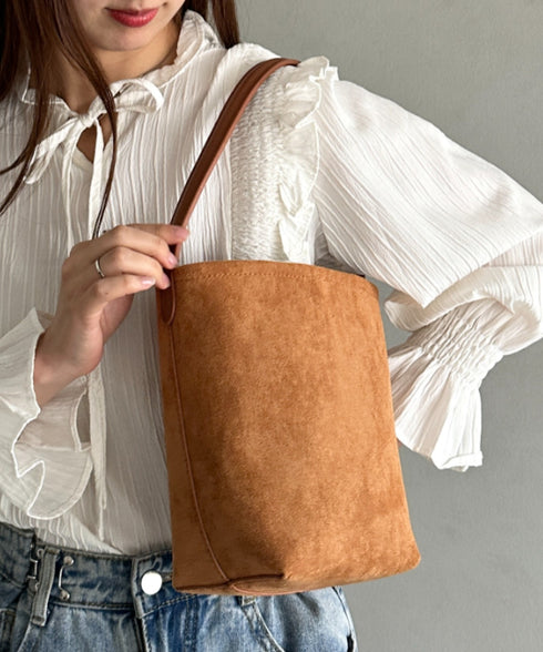 ワンハンドルフェイクスウェードバケツバッグ | MD1246049 | キャメル