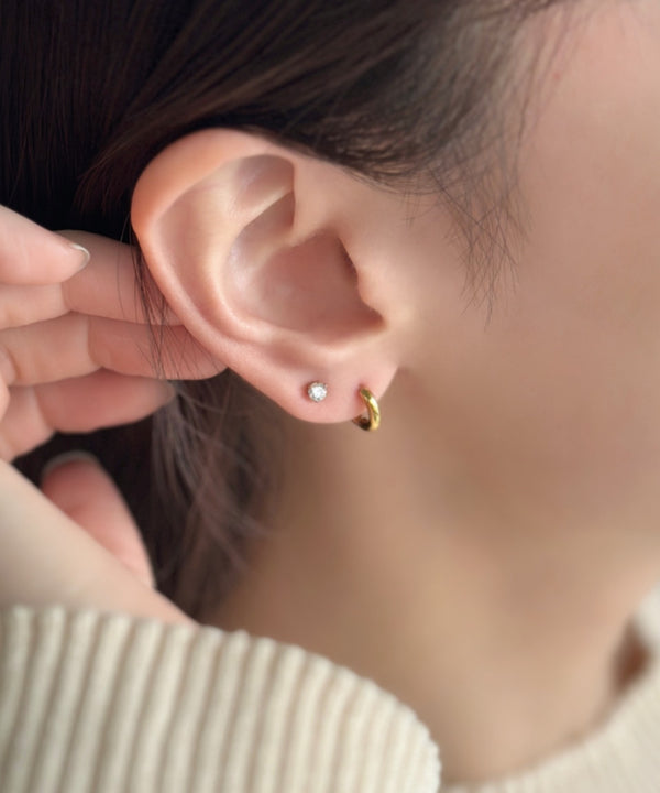 【ステンレス】フープ×ビジューピアスセット | SW4243115 | ゴールド