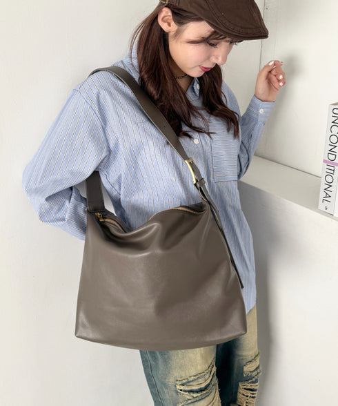 ワンハンドルPUショルダーバッグ | NU1255015 | モカ