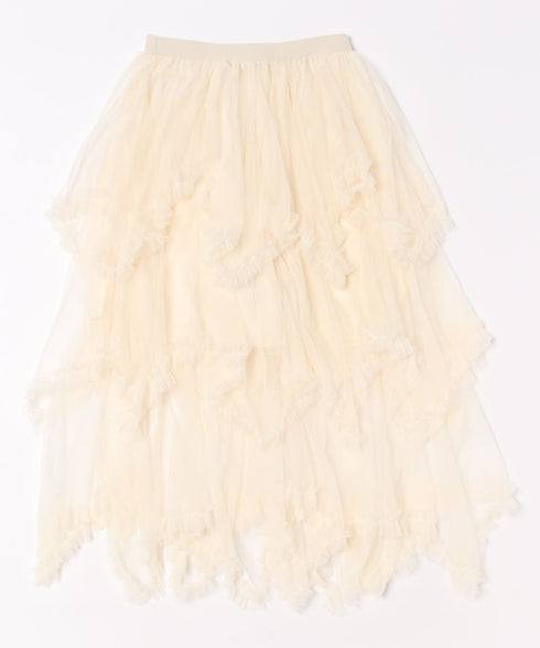 イレギュラーヘムボリュームフリルチュールスカート | NU2255022 | アイボリー