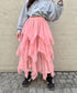 イレギュラーヘムボリュームフリルチュールスカート | NU2255022 | ピンク
