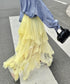 イレギュラーヘムボリュームフリルチュールスカート | NU2255022 | イエロー
